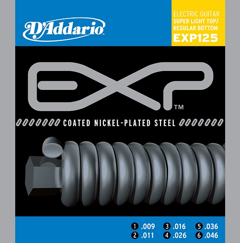 D'Addario EXP125 COATED NICKEL    Super Light Top/Regular Bottom 9-46 D`Addario